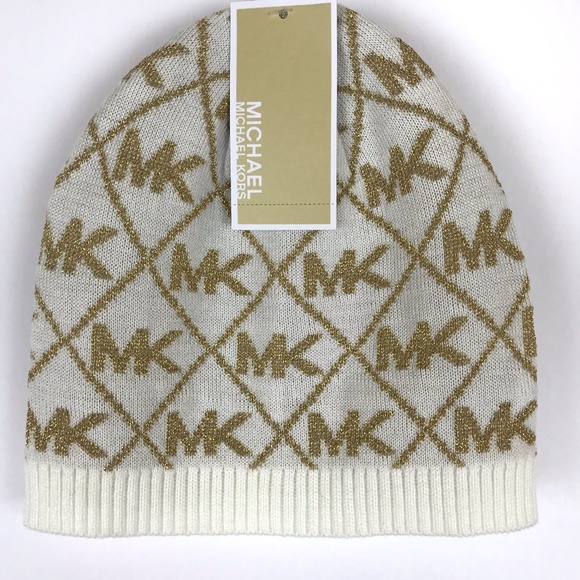 MICHAEL Michael Kors Accessories - Michael Kors | Fall 2018 Gold Logo Beanie Hat